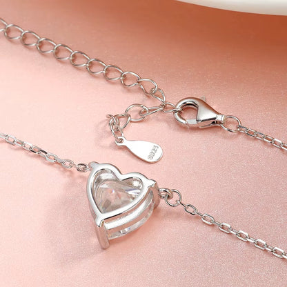 Stunning Heart Cut Moissanite Necklace for Women - Certified 1CT to 3CT in 18K Gold Plated Sterling Silver