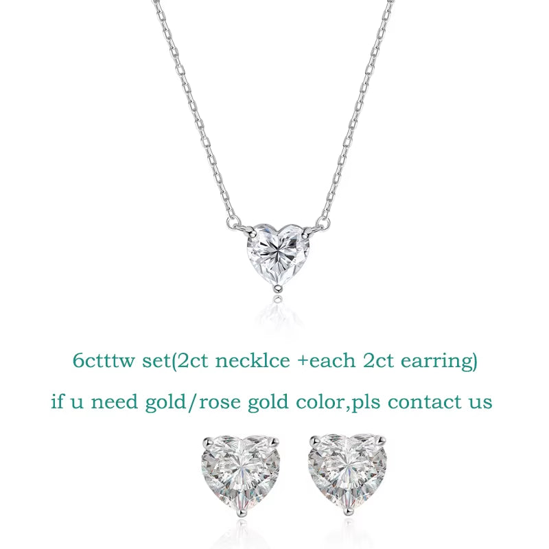 Stunning Heart Cut Moissanite Necklace for Women - Certified 1CT to 3CT in 18K Gold Plated Sterling Silver