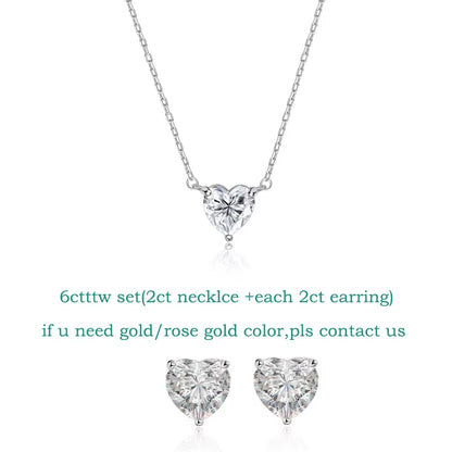 Stunning Heart Cut Moissanite Necklace for Women - Certified 1CT to 3CT in 18K Gold Plated Sterling Silver
