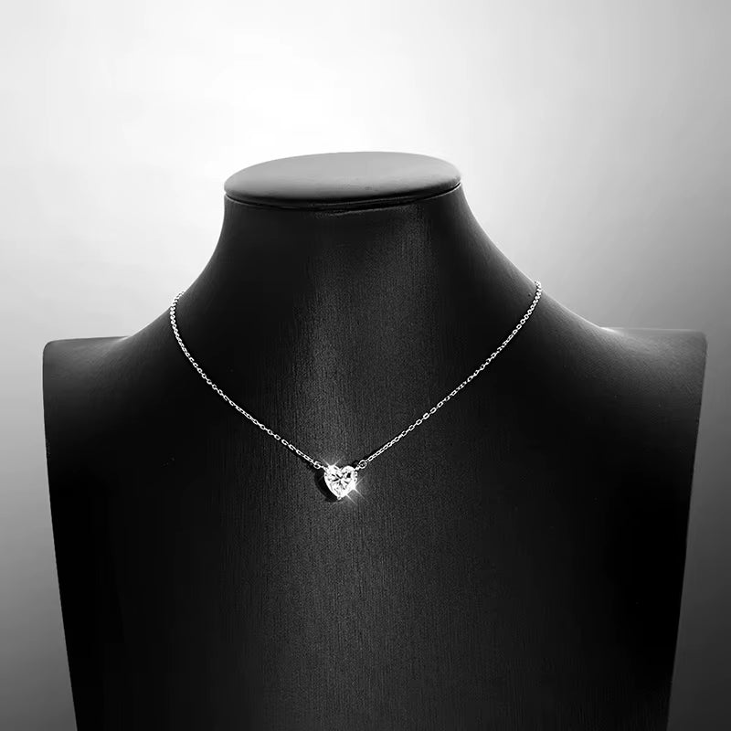 Stunning Heart Cut Moissanite Necklace for Women - Certified 1CT to 3CT in 18K Gold Plated Sterling Silver