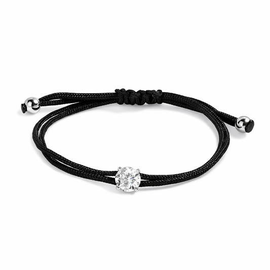 Adjustable Moissanite Charm Bracelet – 925 Sterling Silver