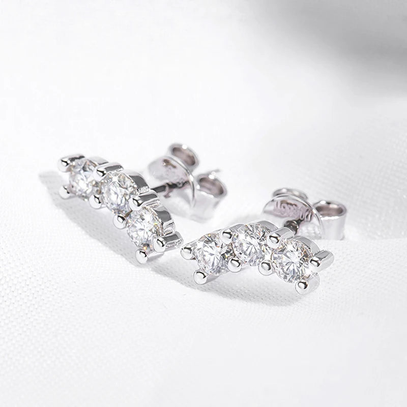 Stunning Rhodium Plated 0.6CTTW Moissanite Stud Earrings - Exquisite 925 Sterling Silver Jewelry for Weddings & Birthdays
