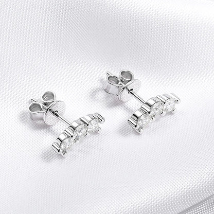 Stunning Rhodium Plated 0.6CTTW Moissanite Stud Earrings - Exquisite 925 Sterling Silver Jewelry for Weddings & Birthdays